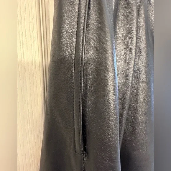 Black leather a line midi skirt made exclusively for Saks Fifth Avenue size S.